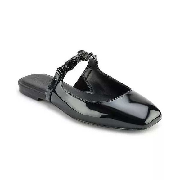 NWB KARL LAGERFELD PARIS Women's Zilla Square Toe Mule Flats Black Size  6 - Picture 1 of 10
